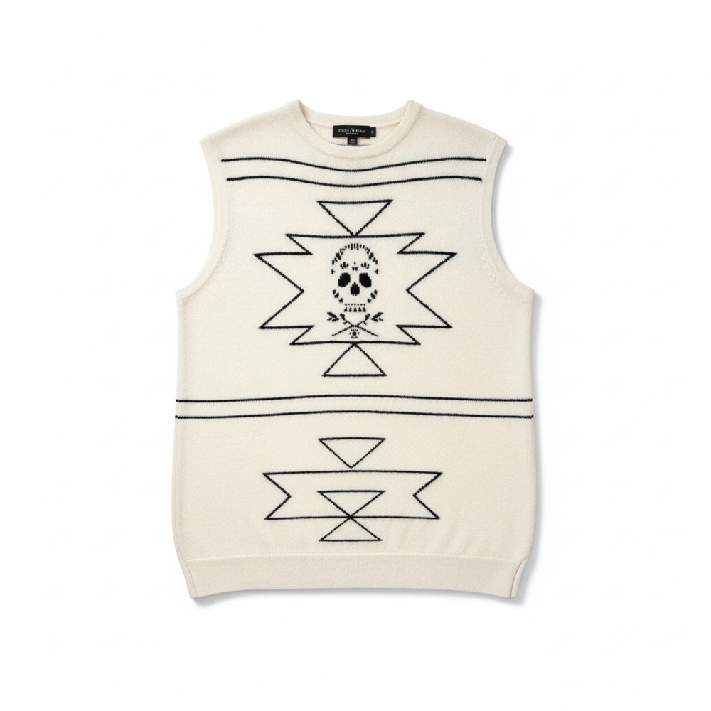 Skull Cashmere White and Black Sweater Vest RARE!